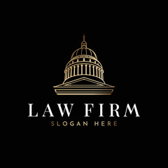 Gold vector icon law, building Front entrance, and dome of the West Virginia capitol building along the Kanawha River in Charleston in the background black, building law West Virginia.