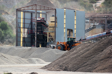 A gravel and sand extraction facility at a construction aggregate quarry