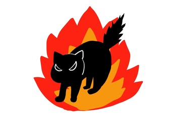 怒る猫　シルエット