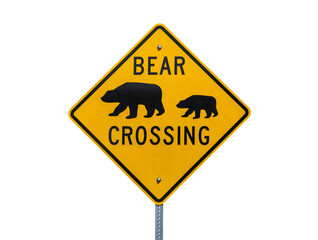 Bear Crossing highway sign isolated.