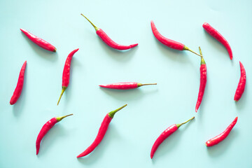 red hot chili peppers on blue background