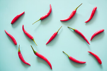 red hot chili peppers on blue background