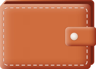 Brown Wallet Isolated on Transparent Background. 3D illustration