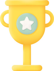 Champion Trophy Cup Isolated on Transparent Background. 3D illustration