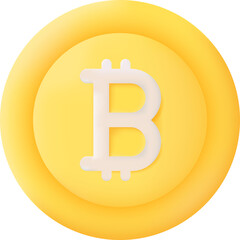 Bitcoin Coin Isolated on Transparent Background. 3D illustration