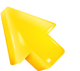 Yellow Cursor Pointer Arrow Isolated on Transparent Background. 3D illustration