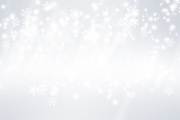 White snowflake blurred on gray defocused background, Luxury christmas shine wallaper.