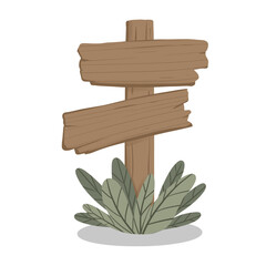 Blank Wooden Board Illustration for Information and Direction