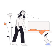 A linear character illustration of resting 