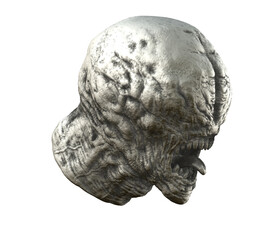 3D render scary yelling monster head isolated
