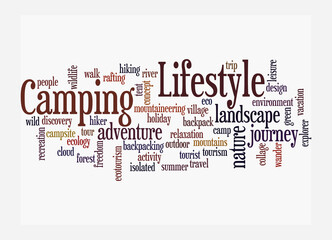 Word Cloud with CAMPING LIFESTYLE concept, isolated on a white background