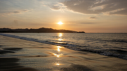 Sunset on the coast of the Ciletuh sea, Geopark, Sukabumi