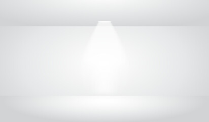 Empty White Blank Interior With Lamp Lighting On The Middle Vector Background Illustration