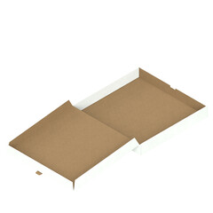 3d rendering illustration of an open empty pizza box