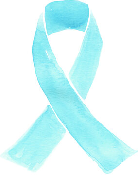 Ovarian Cancer Teal Blue Watercolor Ribbon