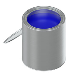 3d rendering illustration of an open paint can with a lid