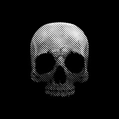 Engraved skull vector black and white illustration. Halftone art
