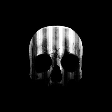 Engraved skull vector black and white illustration. Halftone art