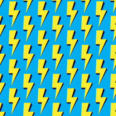 Electric lightning bolt seamless pattern. Vector background.