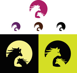 Circle two horse vector logo 
