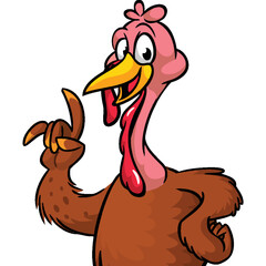 Cartoon happy cute thanksgiving turkey bird. Vector illustration isolated. Design for Thanksgiving Day