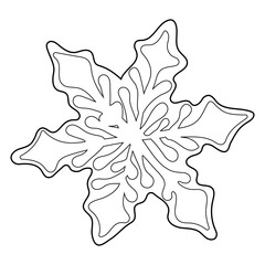Gingerbread in the shape of a snowflake. Christmas coloring book. contour drawing