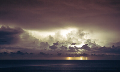 Massive lightning bolts over the sea