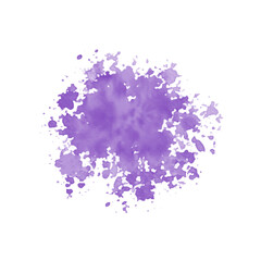 Abstract purple watercolor water splash on a white background. Vector watercolour texture in blue color. Ink paint brush stain. Purple soft light blot. Watercolor violet splash