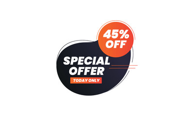 discount, 45%, discount stamp, label, Discount offer tag, Special offer discount label, 45 percent
