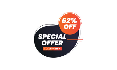 discount, 62%, discount stamp, label, Discount offer tag, Special offer discount label, 62 percent