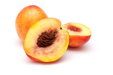 Peach fruits and a half