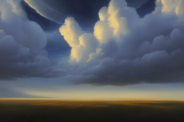 Fototapeta na wymiar Cloudy Field Horizon