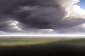 Fototapeta na wymiar Cloudy Field Horizon