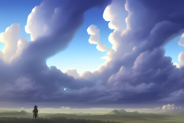 Cloudy Field Horizon