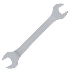 3d rendering illustration of an open end chrome wrench