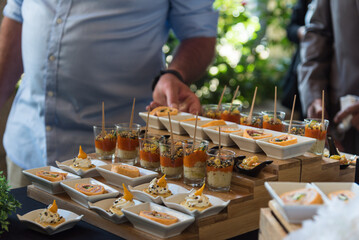 verrines et toasts de cocktail - l'invité se sert