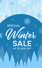 Winter Sale banner illustration on festive pattern