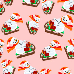 Vector - sladepartie with snowman seamless pattern.