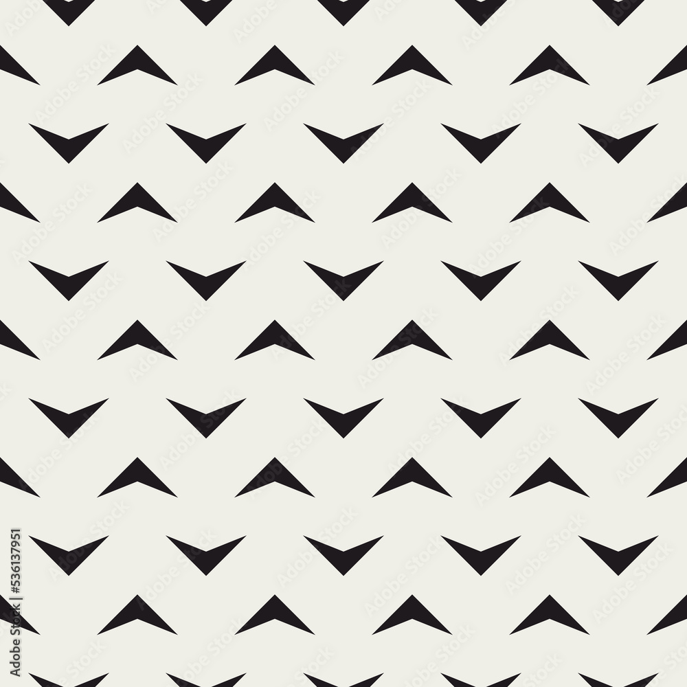 Wall mural geometric seamless pattern. repeated abstract arrow background. modern triangle gray texture. repeat