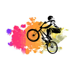 Obraz na płótnie Canvas BMX rider on the abstract background