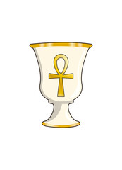 Gold cup with ancient Egypt Ankh