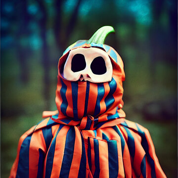 photorealistic illustration: Halloween masks & faces