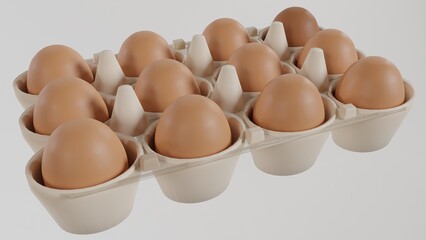 Brown chicken eggs in an egg carton