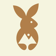 Rabbit Mount Logo Negative Space Concept Vector Template. Rabbit Holding Mount Symbol