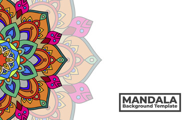 Vector background template with ornamental mandala pattern design,  Decorative flower mandala banner with place for texts