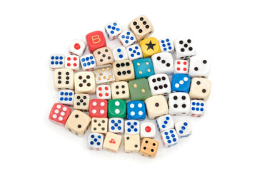 Top view of colourful dices