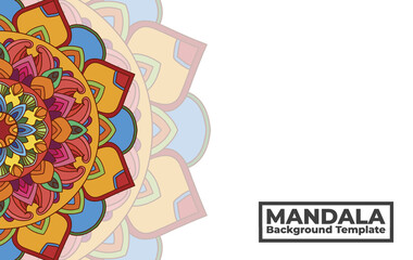 Vector background template with ornamental mandala pattern design,  Decorative flower mandala banner with place for texts