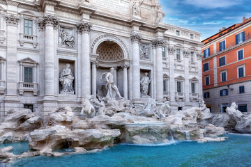 Fototapeta na wymiar Trevi Fountain, the facade.