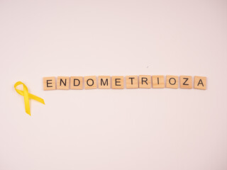 Endometrioza  - napis z drewnianych kostek	 - obrazy, fototapety, plakaty