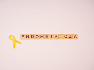 Endometrioza  - napis z drewnianych kostek	